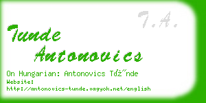 tunde antonovics business card